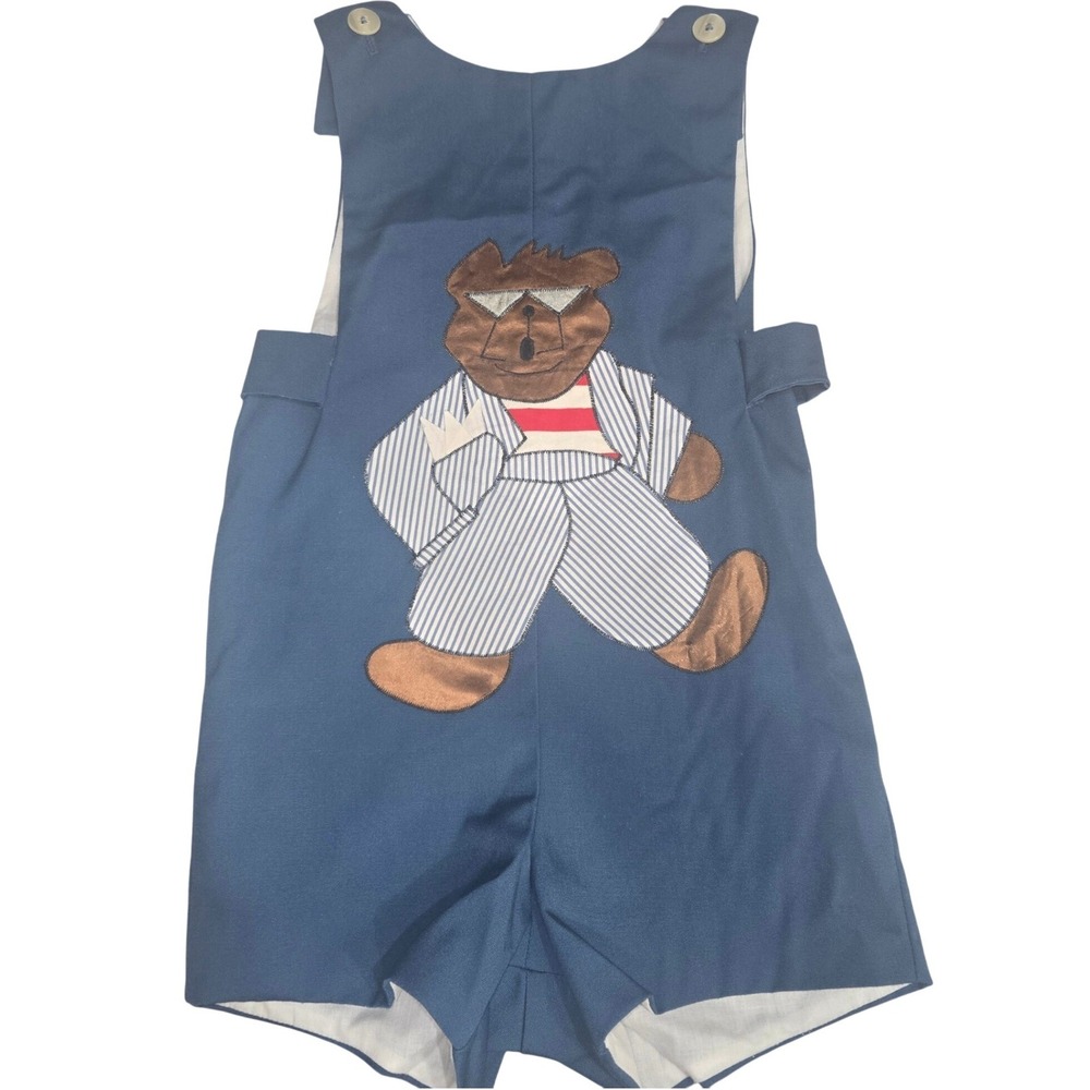 Vintage‎ Toddler Romper Chocolate Soup Handmade USA Teddy Bear Applique